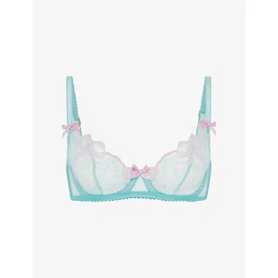 Agent Provocateur Womens Mint/pink Lisetta Underwired Lace Bra In Blue