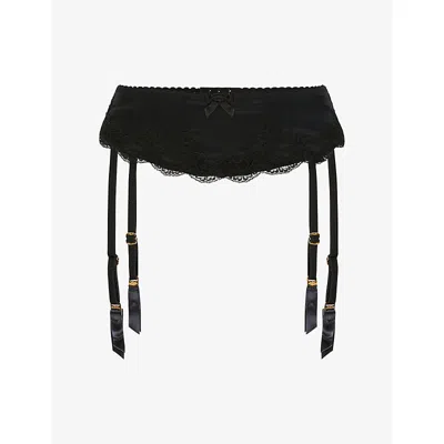 Agent Provocateur Womens Molly Lace-trim Satin Suspender Black