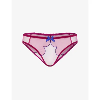 Agent Provocateur Womens Pink/cobalt Lorna Mesh Full Briefs Xxl