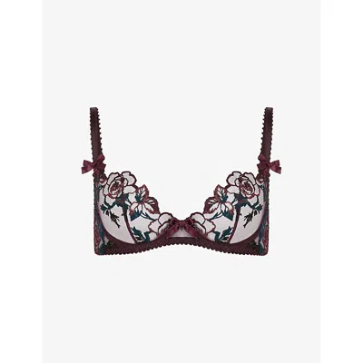 Agent Provocateur Womens Plum/green Callypso Plunge Underwired Mesh Bra