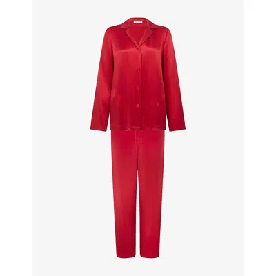 Agent Provocateur Womens Red Cecily Relaxed-fit Silk Pyjama Set