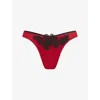 Agent Provocateur Womens Red/black Penelopi Embroidered Silk Thong Xxl In Multi