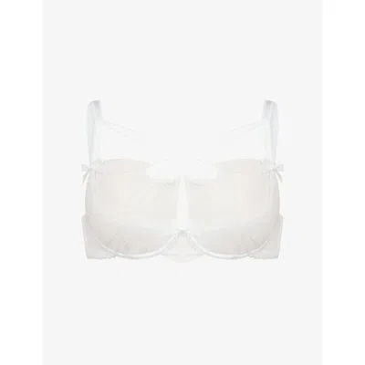 Agent Provocateur Womens White Halley High-neck Satin And Lace Demi Bra