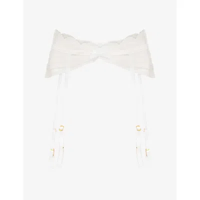 Agent Provocateur Womens White Halley Satin And Lace Suspender Xl