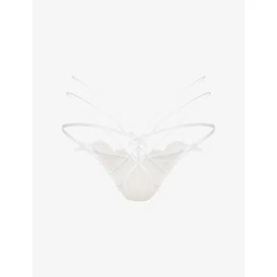 Agent Provocateur Womens White Halley Satin And Lace Thong