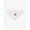 Agent Provocateur Womens White/red Perri Cherry-embroidered Sheer-tulle Tanga Briefs Xl In Multi