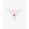 Agent Provocateur Womens White/red Perri Cherry-embroidered Sheer-tulle Thong Xxl In Multi