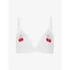 Agent Provocateur Womens White/red Perri Cherry-embroidered Tulle Bra 36dd In Multi