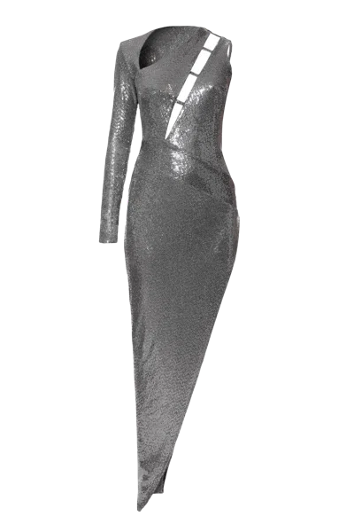 Aggi By Halewski Dress Vivian Steel Grey In Silver