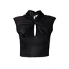 Aggi By Halewski Women's Ada Black Power Sleeveless Crop Top In Black