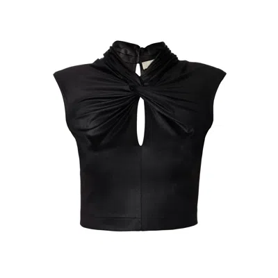 Aggi By Halewski Women's Ada Black Power Sleeveless Crop Top
