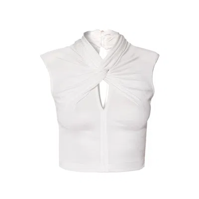 Aggi By Halewski Women's Ada White Pearl Sleeveless Crop Top