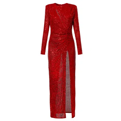 Aggi By Halewski Women's Adria Red Sparkle Sequined Maxi Dress