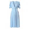 Aggi By Halewski Women's Alta Satin Blue Midi Cocktail Dress In Blue