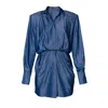 Aggi By Halewski Women's Blue Electra Jets Navy Denim Mini Shirt Dress In Blue