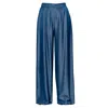 Aggi By Halewski Women's Blue Ophelie Navy Denim Wide Suit Trousers In Blue