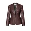 Aggi By Halewski Women's Bonnie Chocolate Brown Vegan Leather X Shaped Blazer In Brown