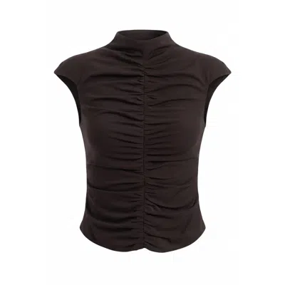 Aggi By Halewski Women's Brown Rita Dark Chocolate Blouse In Blue