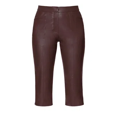 Aggi By Halewski Women's Capri Dakota Chocolate Brown Below Knee Length Pants