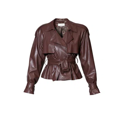 Aggi By Halewski Women's Collins Chocolate Brown Short Trench Jacket