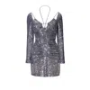 Aggi By Halewski Women's Dianna Silver Diamond Mini Sequin Dress In Silver