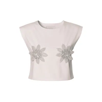 Aggi By Halewski Women's Frida Off White Short Sleeveless Top