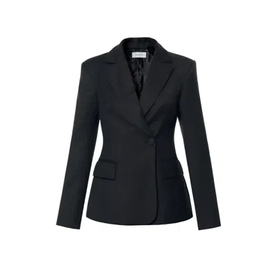 Aggi By Halewski Women's Irene Black Tailored Single-breasted Blazer