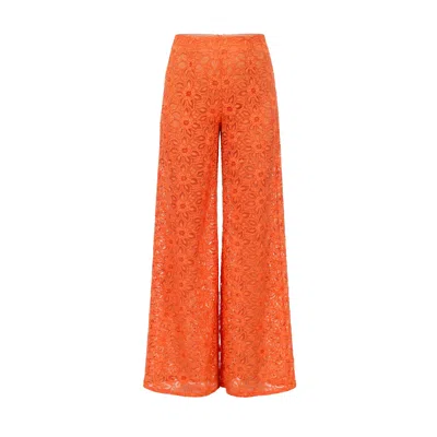 Aggi By Halewski Women's Jenny Sun Orange Lace Trousers