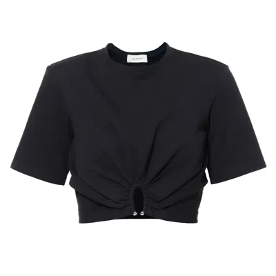 Aggi By Halewski Women's Krisa Black Smocked Crop Top