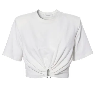 Aggi By Halewski Women's Krisa Off White Smocked Crop Top