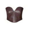 Aggi By Halewski Women's Lara Chocolate Brown Vegan Leather Crop Corset In Brown