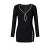Aggi By Halewski Women's Lily Black Mini Party Dress With Long Sleeves In Black