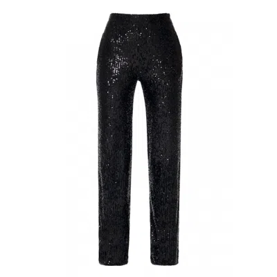 Aggi By Halewski Women's Luca Obsidian Black High Waist Sequin Pants - Long