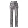 Aggi By Halewski Women's Luca Silver Diamond Sequin Pant - Long In Silver