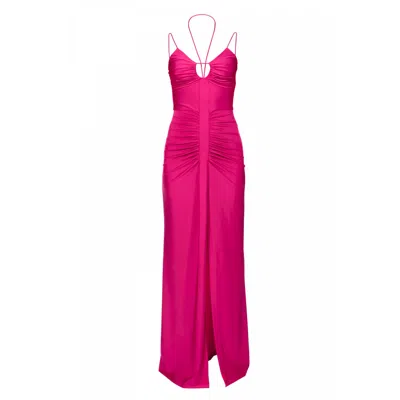 Aggi By Halewski Women's Pink Ines Fuchsia Pearl Maxi Evening Sleeveless Dress