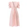 Aggi By Halewski Women's Pink / Purple Alta Peach Lace Embroidered Midi Dress In Pink