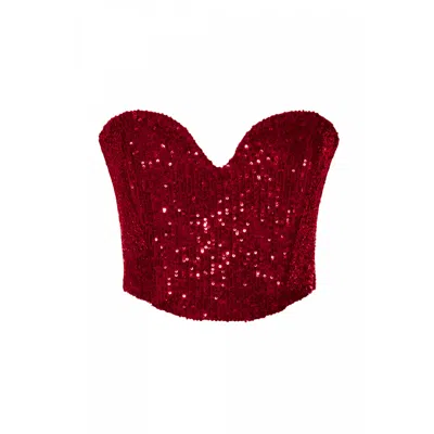Aggi By Halewski Women's Red Lara Brilliant Ruby Sequin Corset