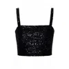 Aggi By Halewski Women's Reina Obsidian Black Sequin Crop Top In Black