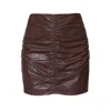 Aggi By Halewski Women's Ruth Chocolate Brown Creased Mini Vegan Leather Skirt In Brown