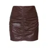 Aggi By Halewski Women's Ruth Chocolate Brown Creased Mini Vegan Leather Skirt In Brown
