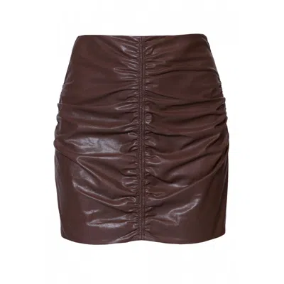 Aggi By Halewski Women's Ruth Chocolate Brown Mini Vegan Leather Skirt