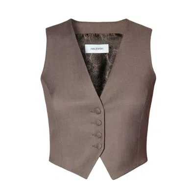 Aggi By Halewski Women's Sylvia Brown Melange Suit Vest