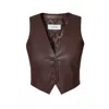 Aggi By Halewski Women's Sylvia Chocolate Brown Soft Vegan Leather Vest In Brown