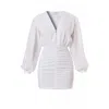 Aggi By Halewski Women's Trudy White Mini Lace Dress With Long Baloon Sleeves In White