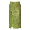 Aggi By Halewski Women's Yellow Zuza Lemon Sparkle Sequin Midi Skirt With Slit In Yellow