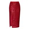 Aggi By Halewski Women's Zuza Red Sparcle Sequin Midi Skirt In Red