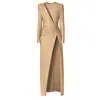 Aggi By Halewski Women's Adriana Champagne Gold Maxi Evening Dress In Gold