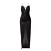 AGGI WOMEN'S AILISH OBSIDIAN BLACK SEQUIN MAXI DRESS