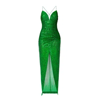 AGGI WOMEN'S AILISH SHAMROCK GREEN SEQUIN MAXI DRESS