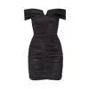 Aggi By Halewski Women's Alexa Power Black Strapless Mini Dress With Draped Pleats In Black